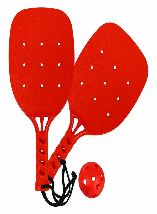 GISCO مجموعة مضارب بيكلبول من جيسكو (عبوة من قطعتين) | مضارب حمراء مع كرة واحدة بقطر 70 مم | طقم بيكلبول متين وخفيف الوزن | مناسب للعب في الأماكن المغلقة والمفتوحة للأطفال والكبار - Image 1